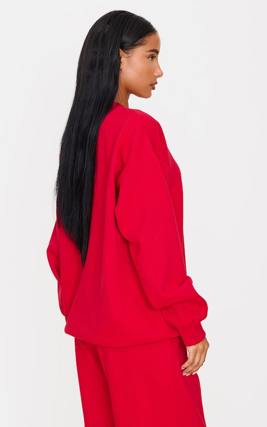 Dark Red Embroidered Sweatshirt