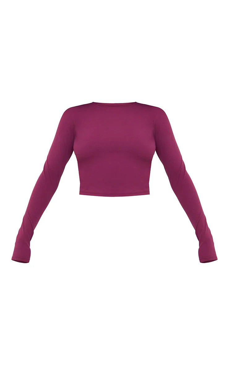 Plum Sculpt Long Sleeve Crop Gym Top