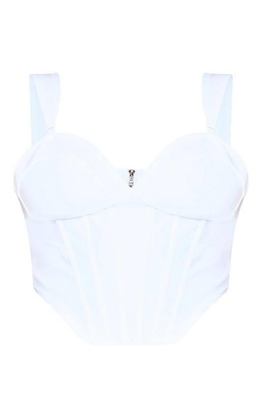 Plus White Bandage Dip Hem Bust Cup Corset