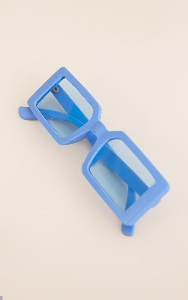 Blue Square Frame Slimline Sunglasses