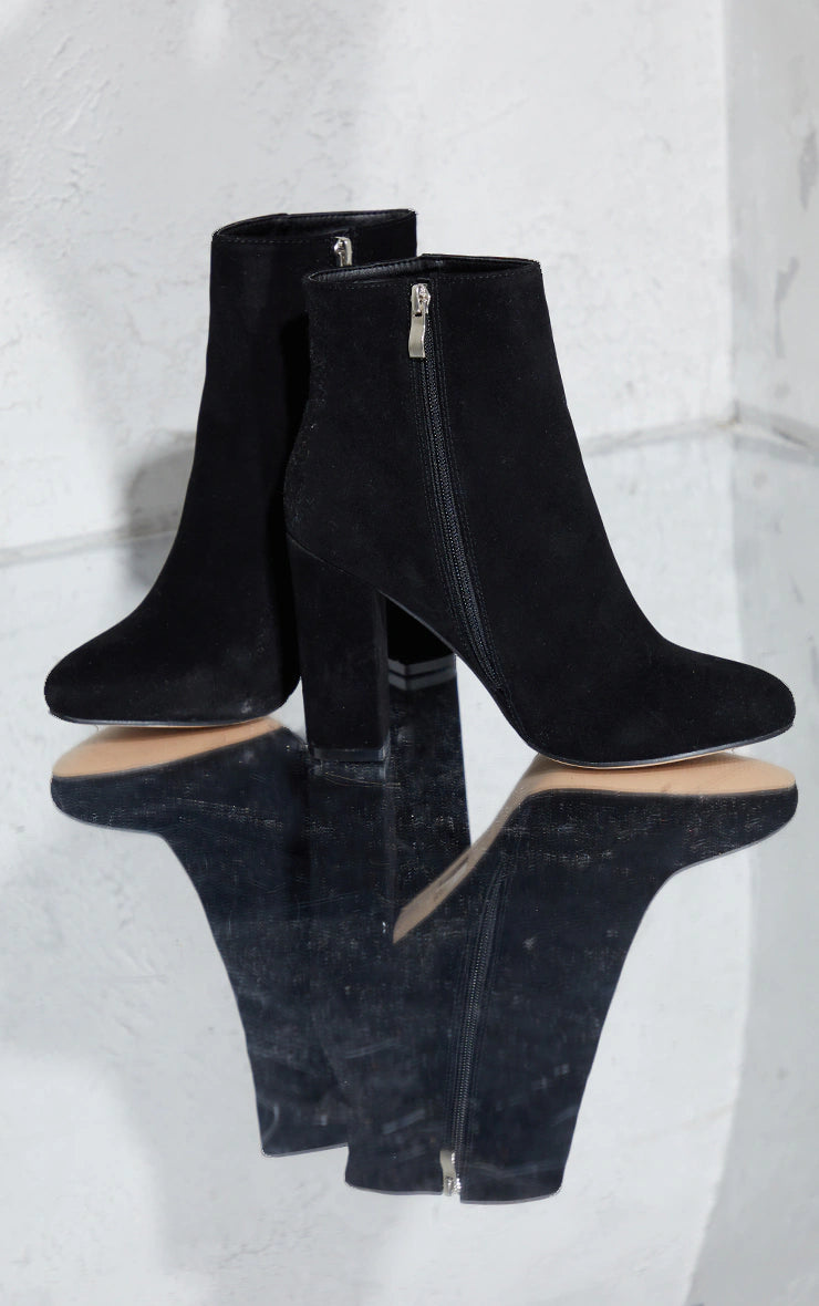 BEHATI BLACK FAUX SUEDE ANKLE BOOTS