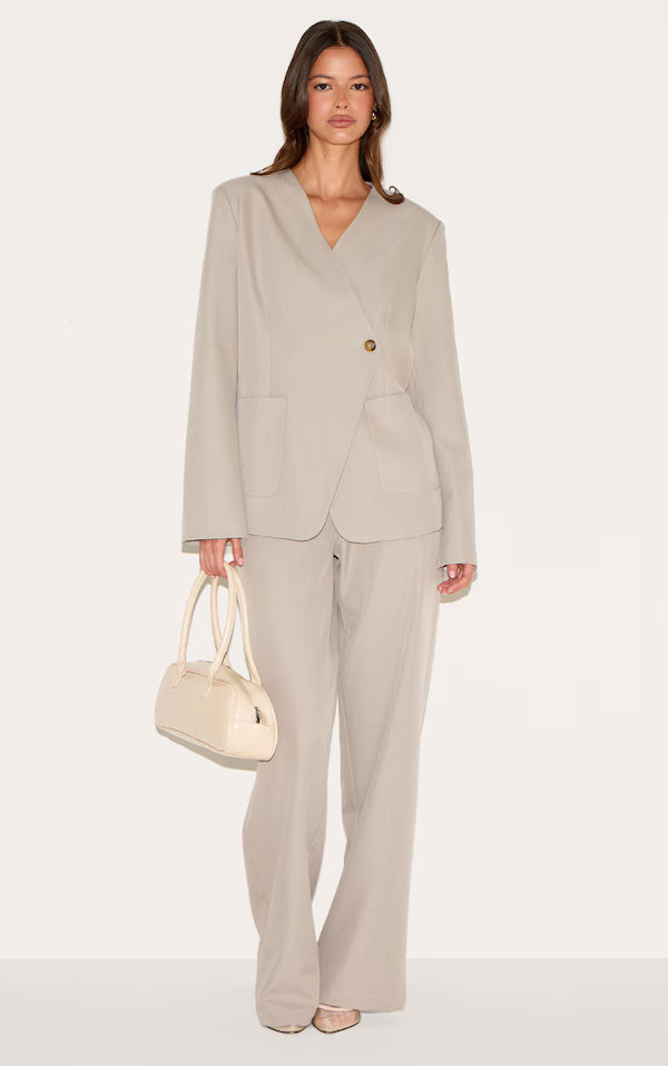 Sand Tailored Woven Mid Rise Trousers