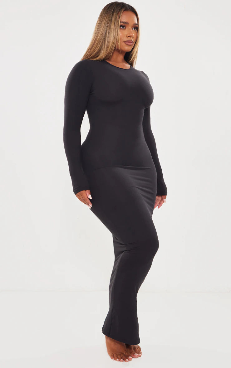 Shape Black Sculpted Long Sleeve Maxi Dress