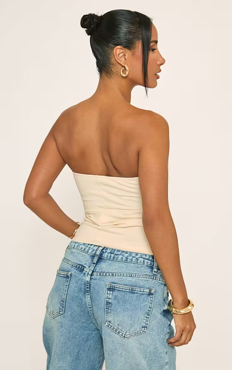 Ego - Bandeau Ruched Cup Detail Top In Cream