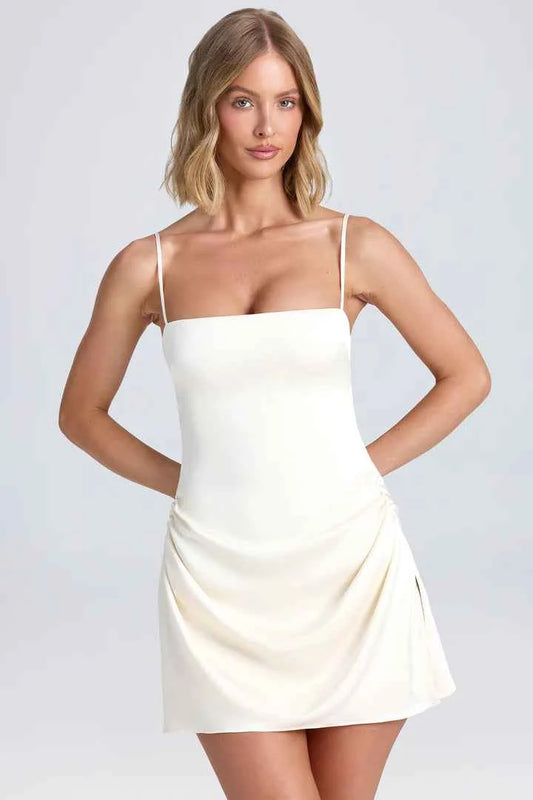 Ohpolly - Zoyna Draped A-Line Mini Dress in Ivory