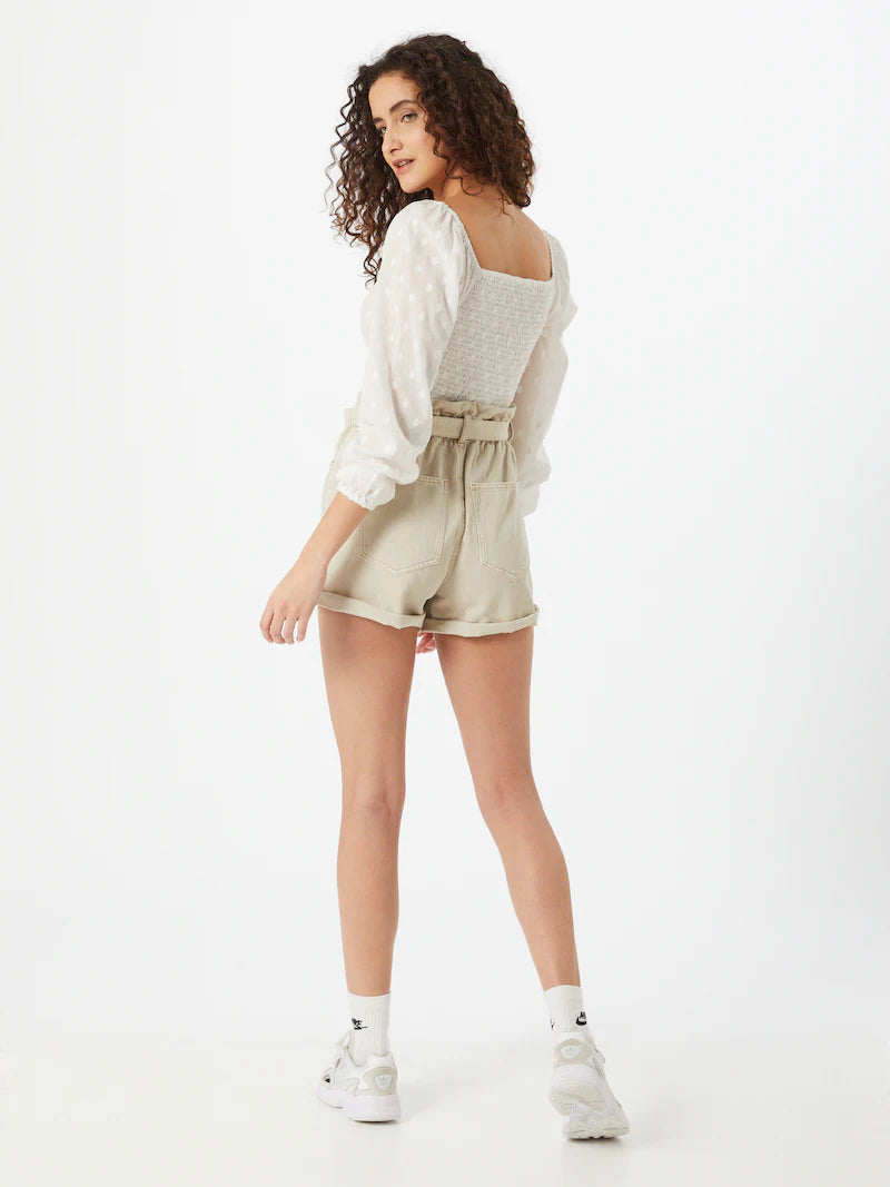 Paperbag Denim Shorts