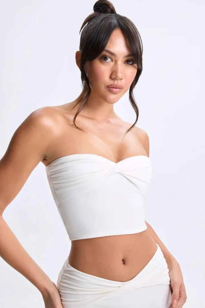 Modal Twist-Front Bandeau Top in White
