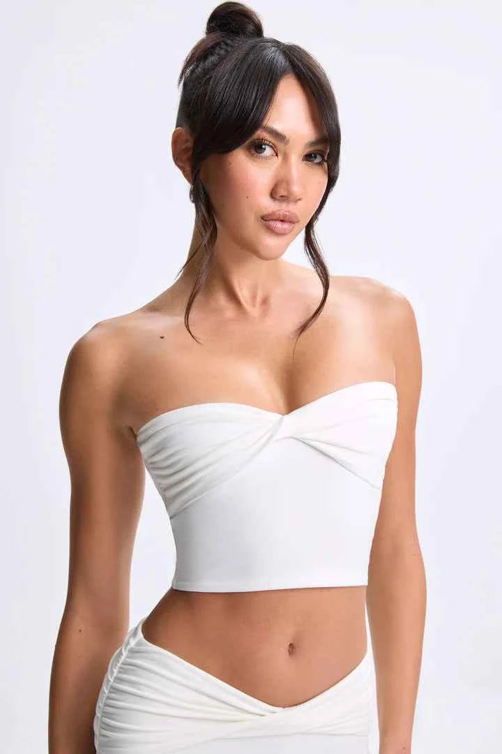 Modal Twist-Front Bandeau Top in White
