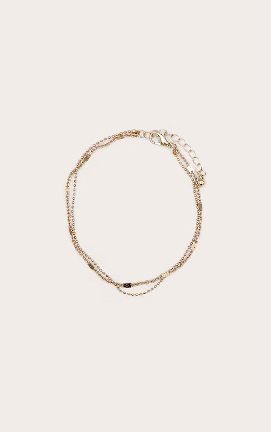 Gold Double Chain Layer Anklet