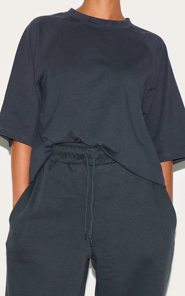 Petite Charcoal Oversized Wide Leg Joggers
