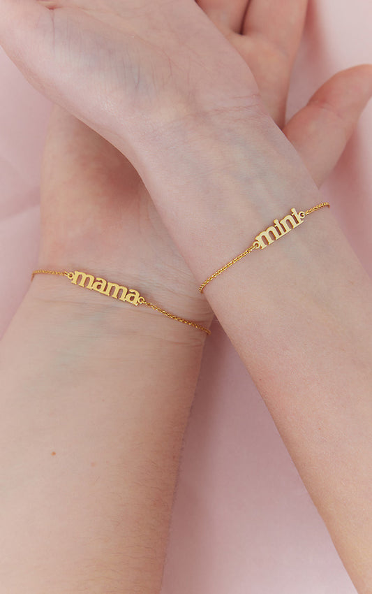 Real Gold Plated Mama & Mini Bracelet Set