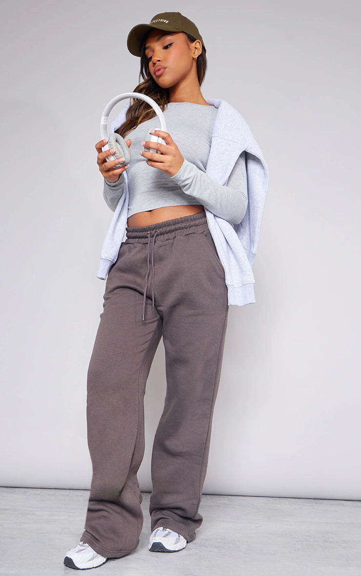 CHARCOAL OVERSIZED DRAWSTRING WIDE LEG SWEATPANT