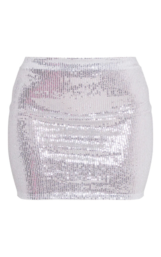 Petite Silver Sequin Micro Mini Skirt