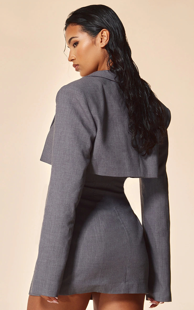 Label Charcoal Tie Side Detail Blazer Dress