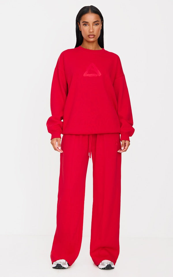 Dark Red Embroidered Sweatshirt