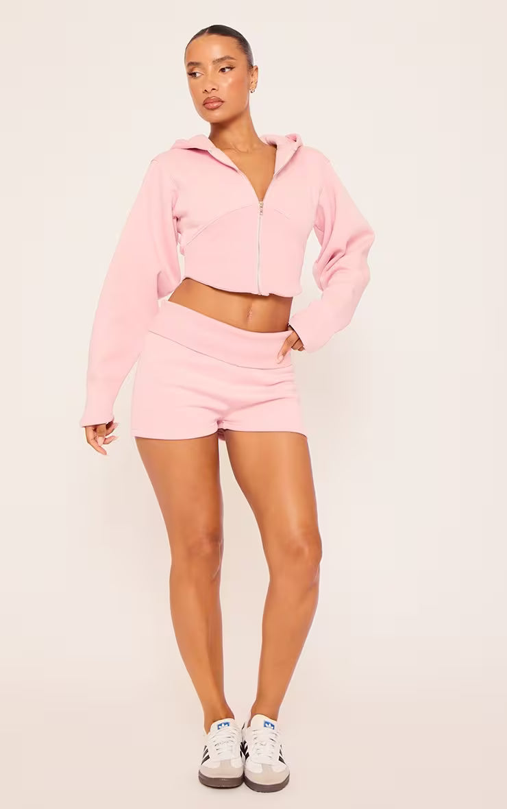 Ego - Fold Over Waist Hot Pants In Pink