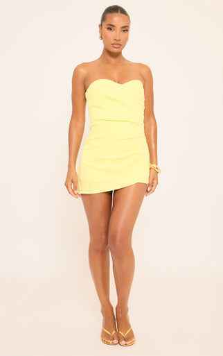 Ego - Sweetheart Neck Bandeau Wrap Detail Playsuit In Yellow