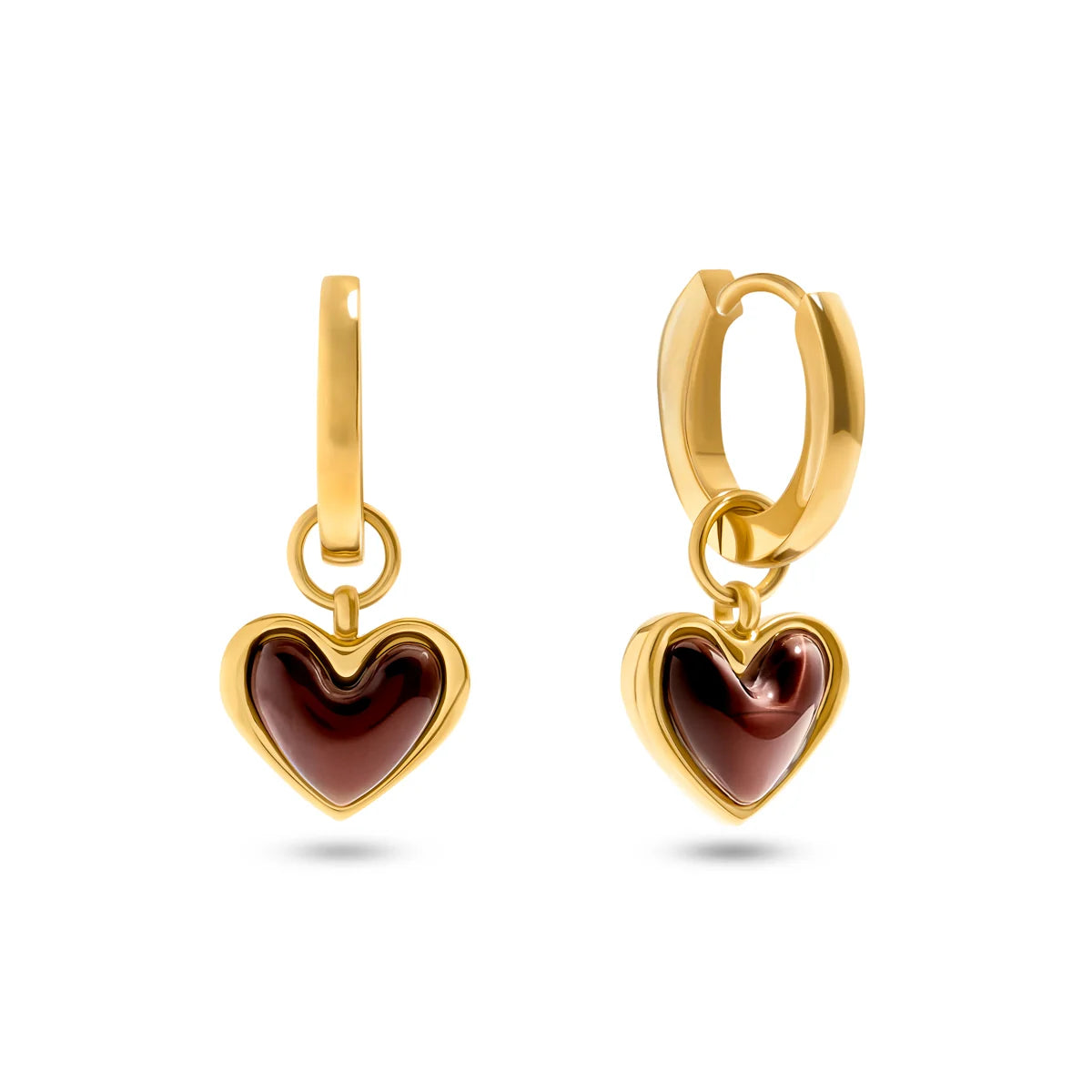 Te flakeruar ne are - Abbot Lyon - Chocolate Brown Heart Huggie Earrings