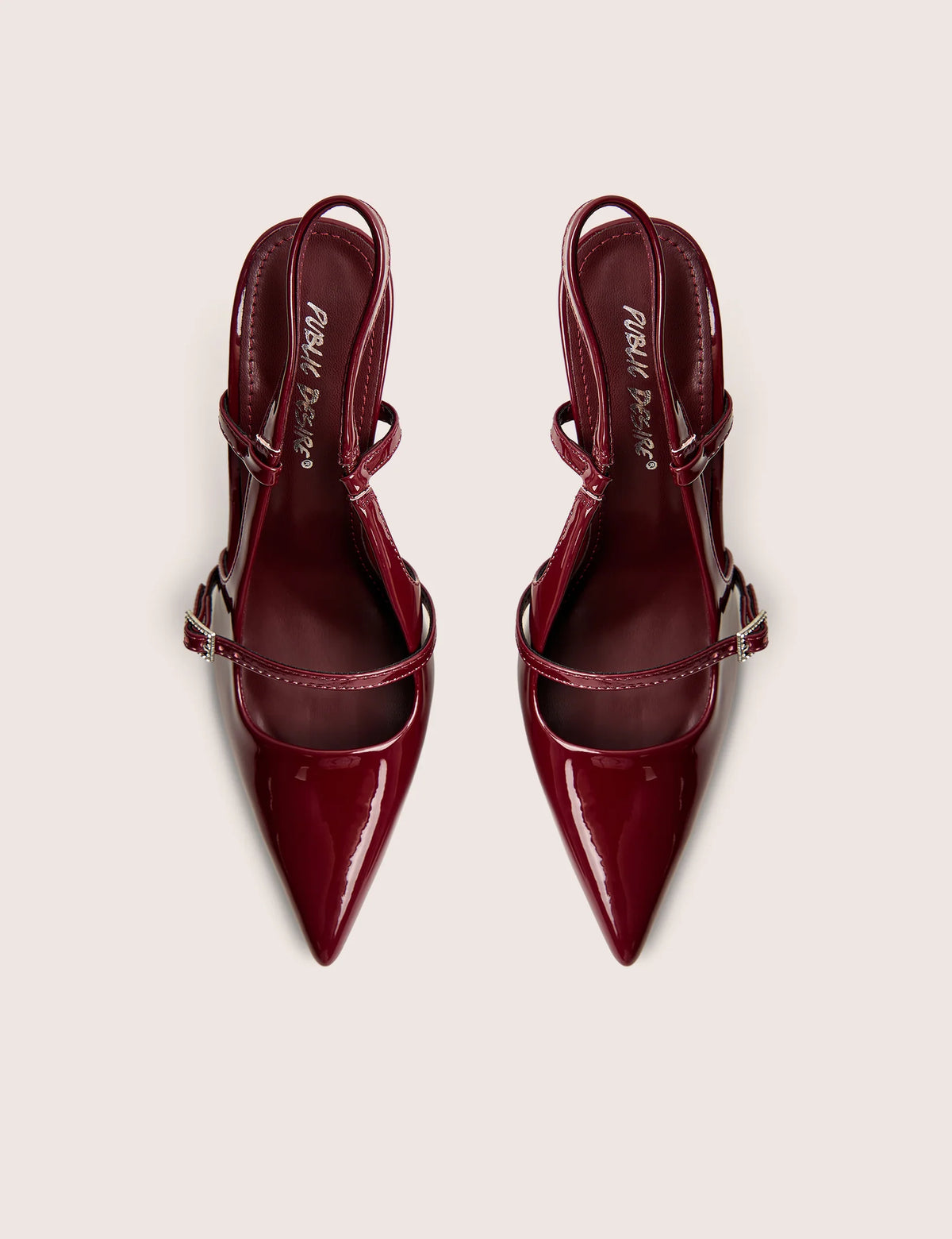 Forget Me Not Burgundy Embellished Buckle Detail Sling Back Court Heels