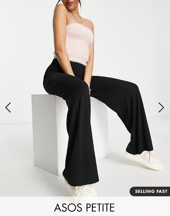 ASOS DESIGN Petite basic wide leg jersey trouser in black