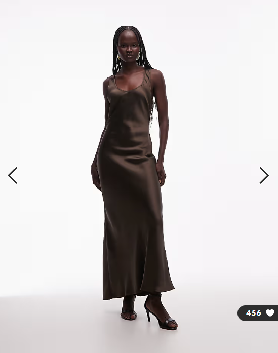 ASOS DESIGN scoop satin maxi dress in chocolate