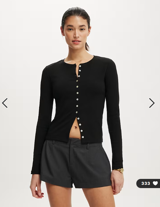 Cotton On Bailey button detail cardi in black