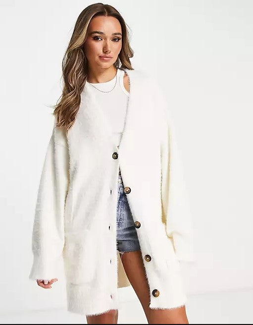 Fuzzy Long Cardigan