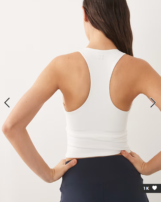 4505 Icon soft touch racer back tank top with inner bra and removable padding in white