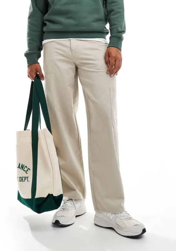 New Look relaxed carpenter trousers in stone