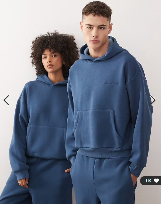 Reclaimed Vintage unisex heavyweight boxy hoodie in navy blue