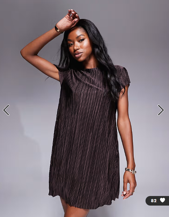 ASOS DESIGN plisse cap sleeve mini dress in chocolate