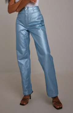 NA-KD - Metallic straight leg trousers