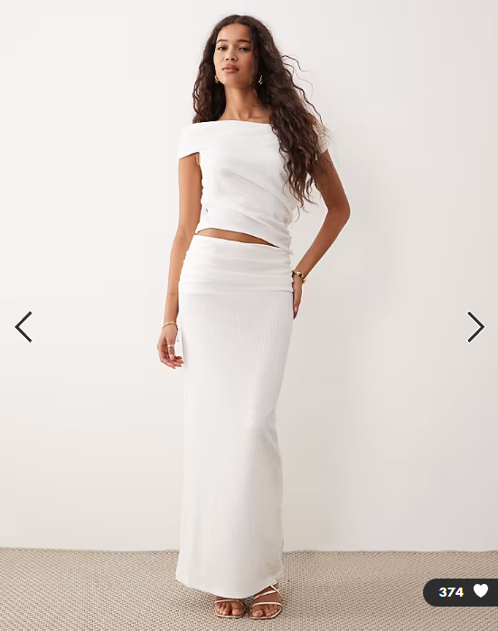 ASOS DESIGN co-ord textured rib column maxi skirt in ivory