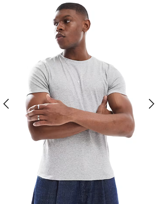 ASOS DESIGN essentials muscle fit T-shirt in gray heather rib.