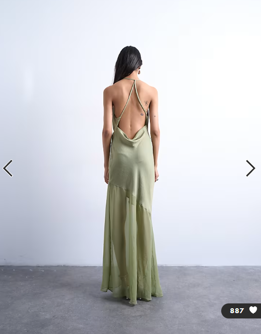 Topshop occasion mixed fabric cowl neck dress in soft green