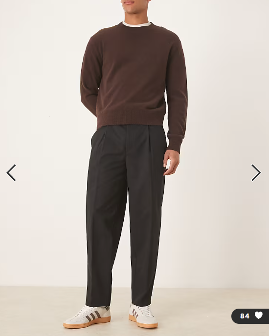 ASOS DESIGN smart 100% cotton oversized tapered trousers in black