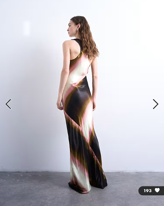 Topshop racer neck satin bias maxi dress in ombre stripe