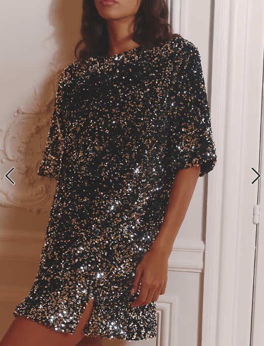 4th & Reckless sequin velvet tie bow back mini dress in black