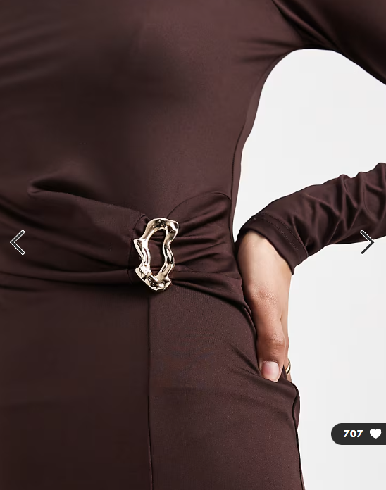 4th & Reckless double layered slinky cut out shoulder detail metal hardware waist maxi dress in chocolate