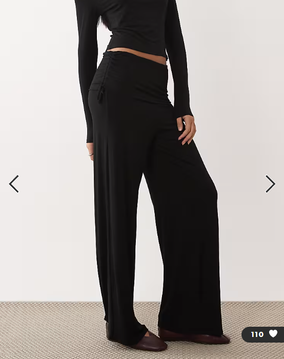 ASOS DESIGN fold back ruched co-ord trousers in black