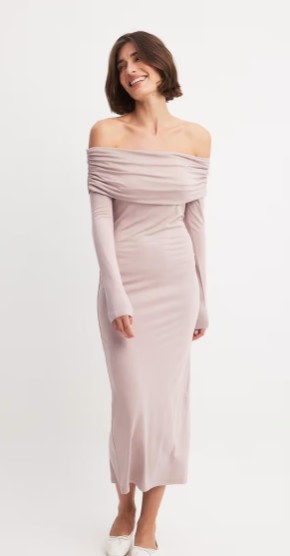 Soft Line Midi Dress-Mauve