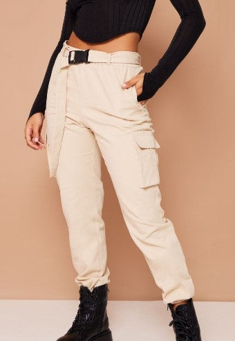 Stone Buckle Detail Cargo Trousers