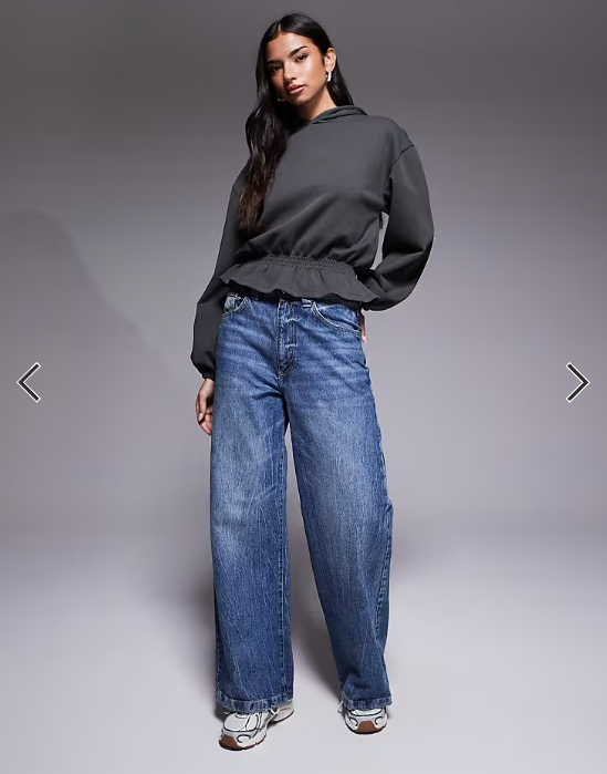 ASOS DESIGN interlock hoodie with cinched waist in charcoal