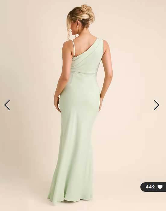 Six Stories Bridesmaid crepe asymmetric cowl neck maxi dress in mint green