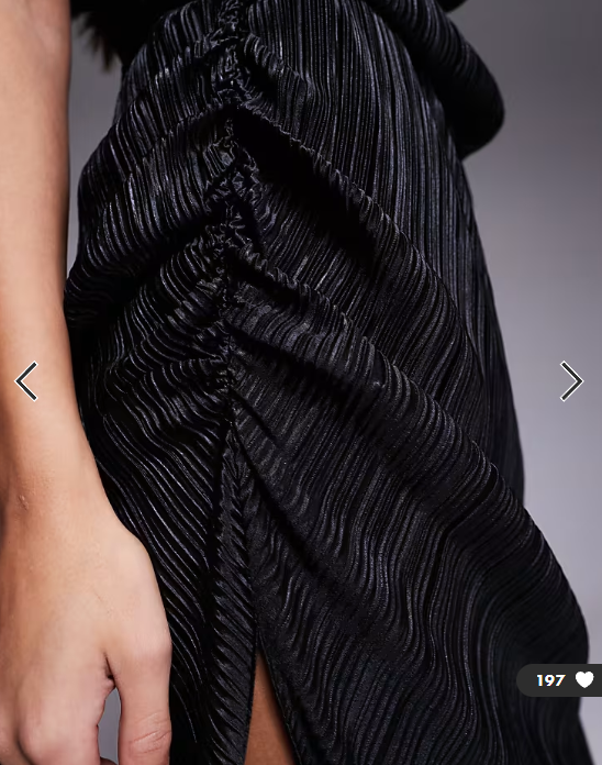 ASOS DESIGN plisse dropped shoulder ruched midi dress in black