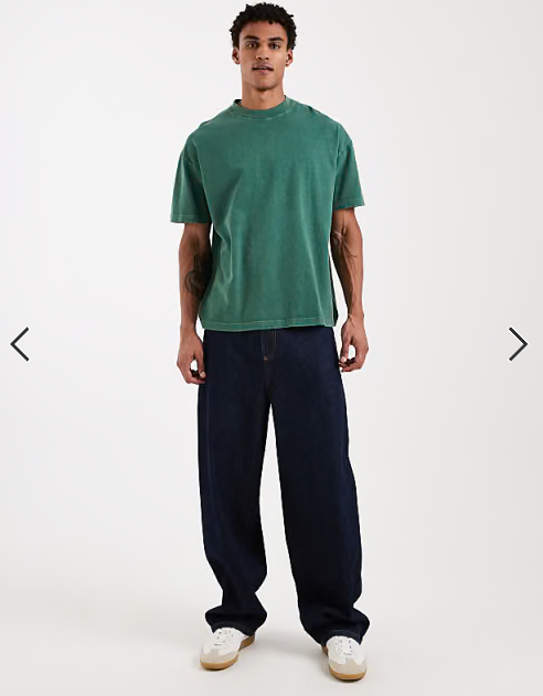 Brave Soul oversized 240gsm acid wash t-shirt in dark green.