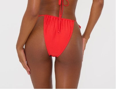 Red Mix & Match Mini Ruched Tie Side Bikini Bottoms