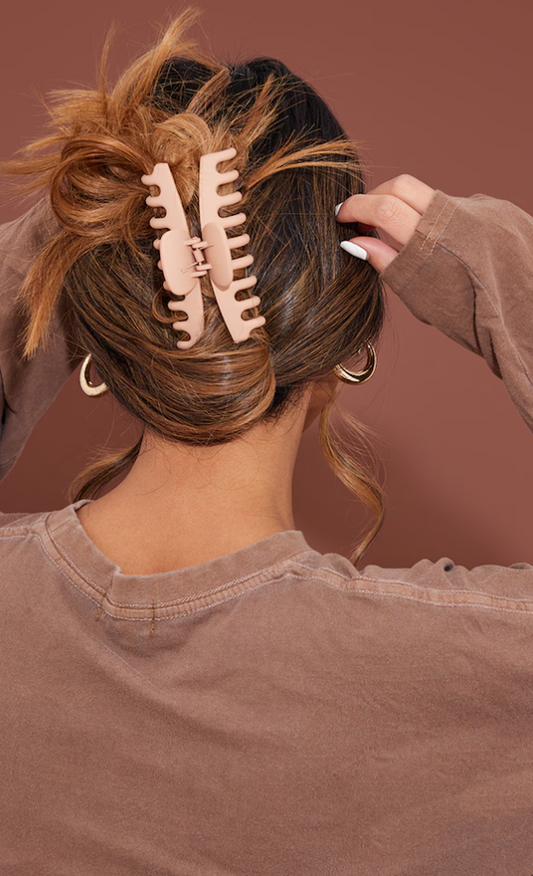 Taupe Matte Plastic Large Hair Clip