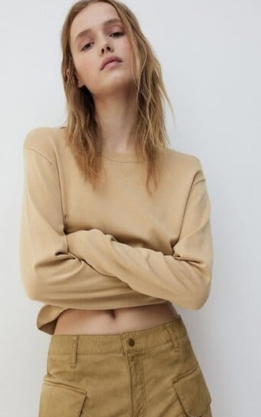 H&M-SHORT FINE-KNIT JUMPER