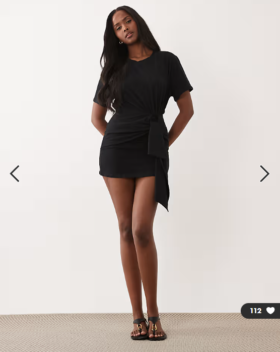 ASOS DESIGN short sleeve gathered mini dress in black